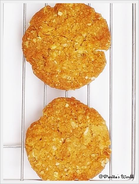 Anzac Cookies,Anzac Biscuits,Eggless Oat cookies,Eggless Baking,Eggless Cookies,Oat biscuits,Oat and coconut cookies,eggless oat and coconut cookies