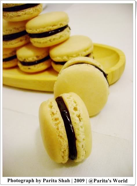 Macarons filled with chocolate ganache
