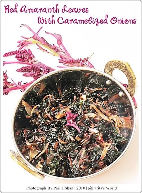 Red Amaranth Leaves,Caramelized Onions,Vegetarian,Bachelor Friendly,Easy Cooking,Amaranth Leaves,Stir Fried Veggies,Healthy Cooking,Low Fat Cooking